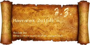 Havranek Zoltán névjegykártya